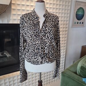 Straight to Hell Wild at Heart Leopard Button Down Shirt Women’s XL Rock Western